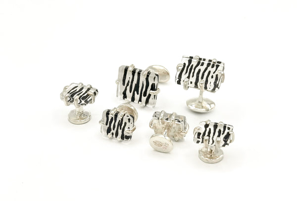 Zebra Glass Cufflinks and Studs