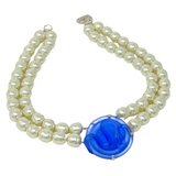 Glass Centerpiece with Double Strand Glass Pearls