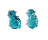 "S" Shape Glass Earrings, Set in Silver or Vermeil