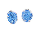 Glass Earrings, Round Shape,  Set in Silver and in Vermeil