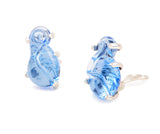"S" Shape Glass Earrings, Set in Silver or Vermeil