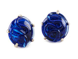 Glass Earrings, Round Shape,  Set in Silver and in Vermeil