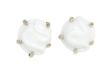 Round Glass Earrings, Set in Silver or Vermeil