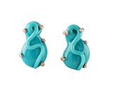 "S" Shape Glass Earrings, Set in Silver or Vermeil