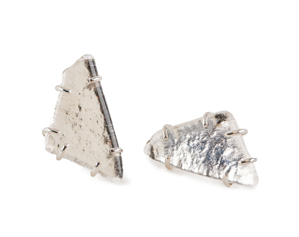 Clear Glass Chunk Earrings