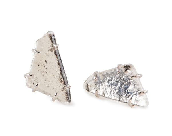Clear Glass Chunk Earrings