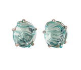Glass Earrings, Round Shape,  Set in Silver and in Vermeil