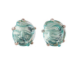 Glass Earrings, Round Shape, Set in Silver or Vermeil