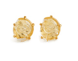 Glass Earrings, Round Shape,  Set in Silver and in Vermeil