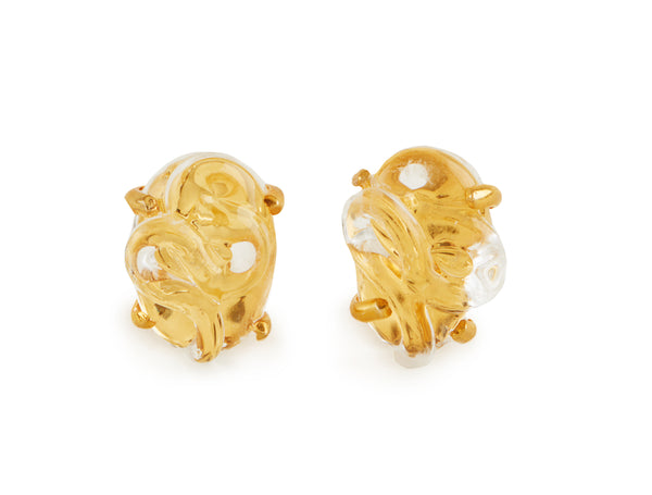 Glass Oval Earrings, set in Silver or Vermeil