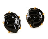 Glass Earrings, Round Shape,  Set in Silver and in Vermeil