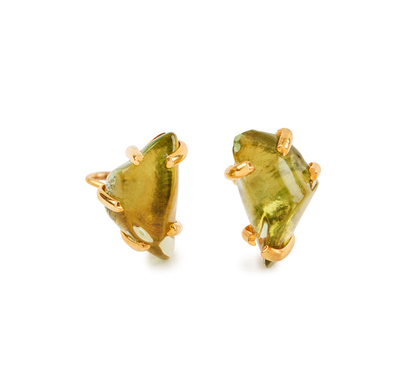 Peridot Glass Chunk Earrings