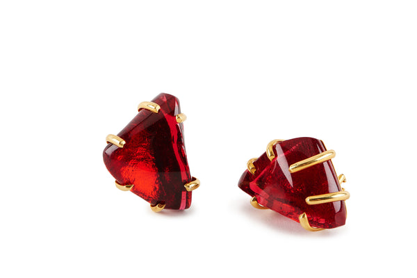 Red Ruby Glass Earrings