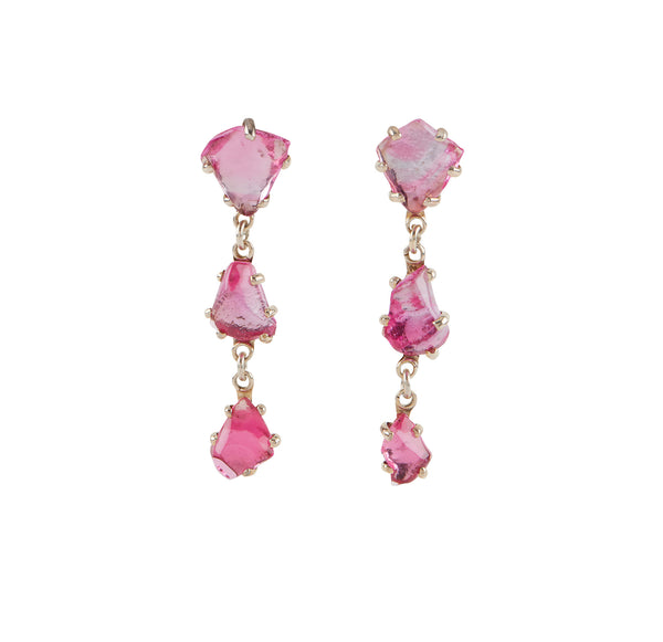Hot Pink Glass Chandelier Earrings