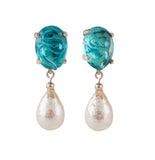 Glass Oval Earrings, set in Silver or Vermeil
