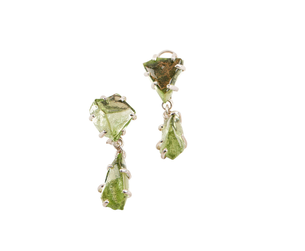 Peridot Glass Chunk Earrings