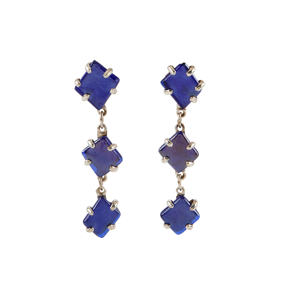 Blue Glass Chandelier Earrings