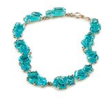 "S" Shape All Glass Necklace, Set in Silver or Vermeil