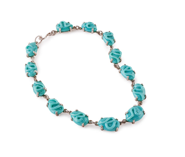 Turquoise Glass Necklace, set in Silver