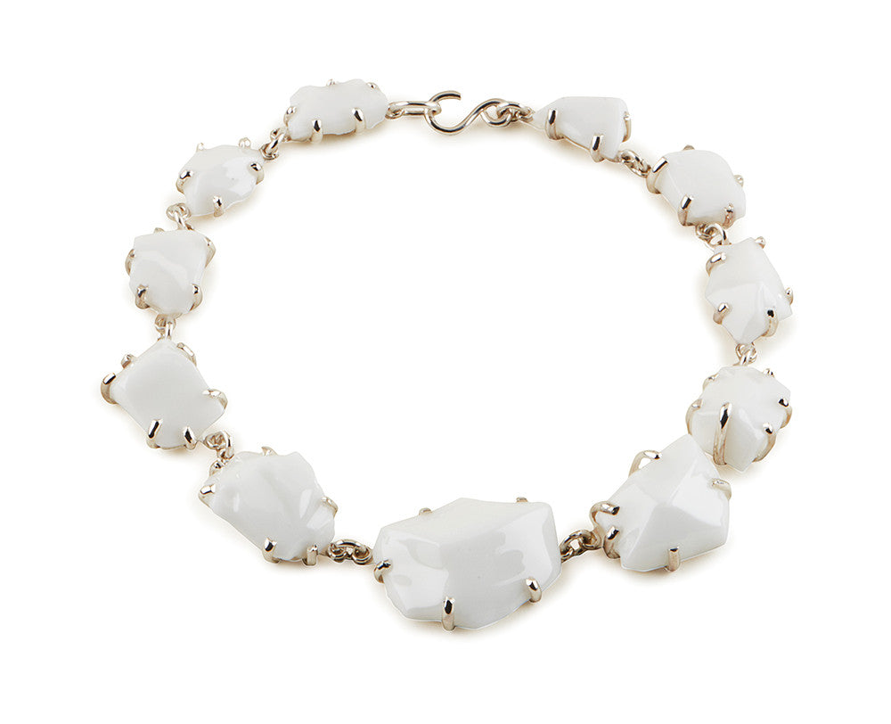 White Glass Chunk Necklace