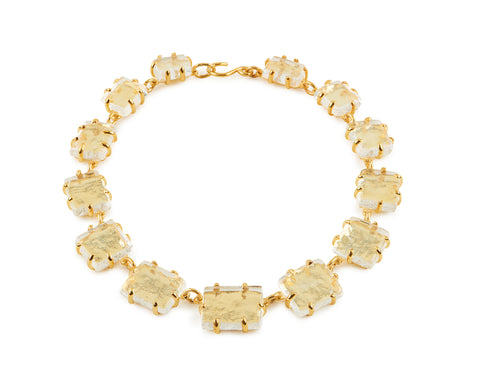 View Clear Thin Glass Chunk Necklace, set in Vermeil or Silver