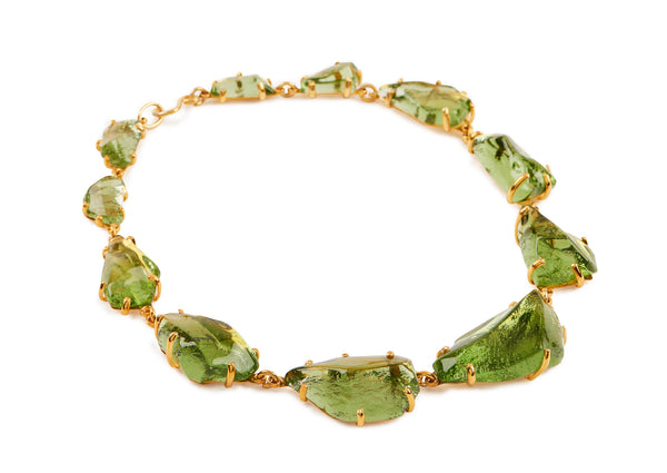 Peridot Glass Glass Chunk Necklace
