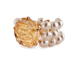 Glass Centerpiece Bracelet with Glass Pearls.