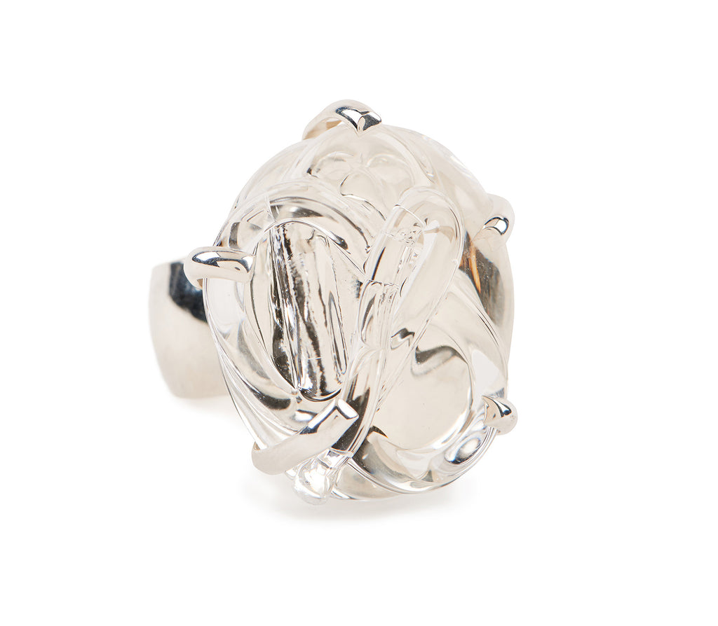 Glass Cocktail Ring, set in Silver and in vermeil