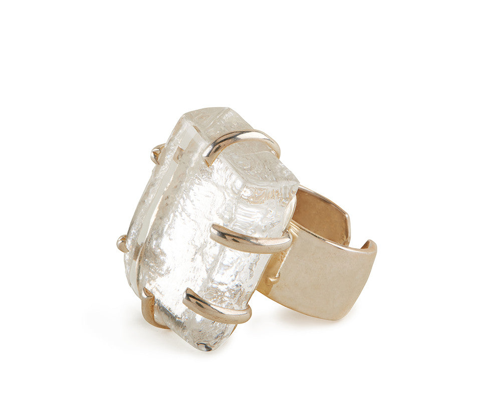 Clear Glass Chunk Ring
