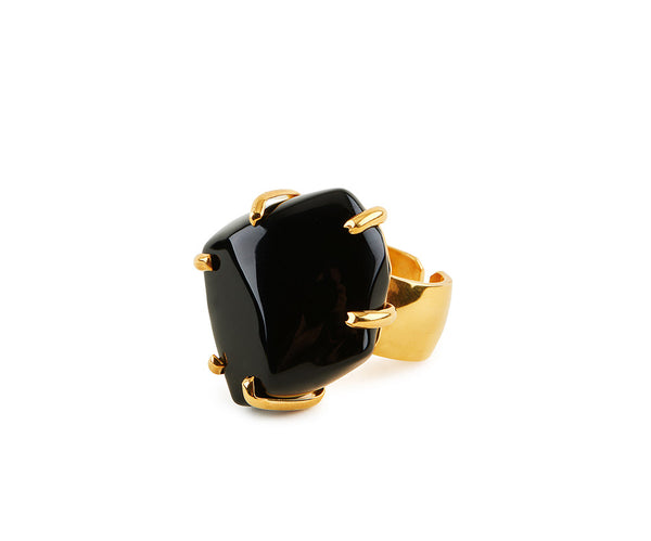 Black Glass Chunk Ring