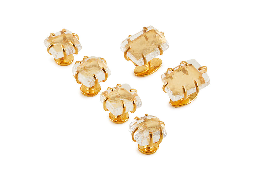 Clear Glass Cufflinks and Studs