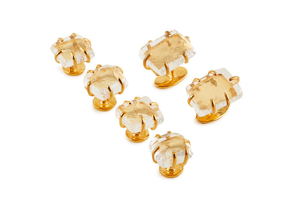Clear Glass Cufflinks and Studs