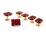 Red Glass Cuff Links and Studs