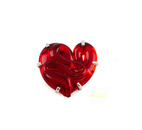 Heart Brooch set in Silver